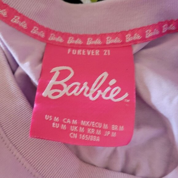 Forever 21 Barbie womens medium light purple spellout long sleeve crop top - Picture 4 of 9